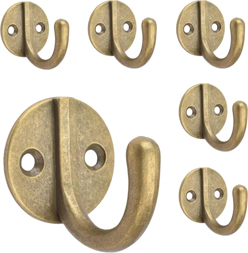 Miniatura 10 de Alele 12 ganchos de pared de latón, colgador de gancho de una sola punta, ganchos para toallas de bata, zinc fundido