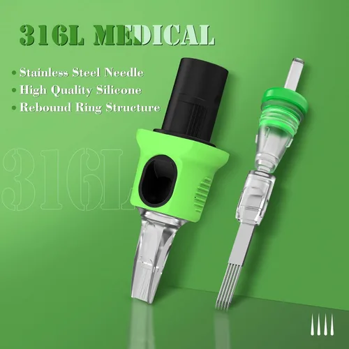 Miniatura 3 de INKin Kelly Cartuchos de tatuaje agujas 40 piezas mixtas #10 Bugpin curvado/redondo Magnum M-Taper 7RM 9RM 11RM 15RM 17RM