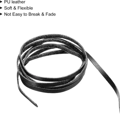Miniatura 4 de uxcell Cordón de cuero, 3.28 yardas, 0.118 in, tira de cuerda trenzada de poliuretano plana para bolso, bolso, cordones de zapatos, manualidades