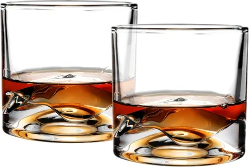 Miniatura 2 de LIITON Mont Blanc - Juego de regalo de 2 vasos de whisky de cristal pesado, vaso de bourbon grueso congelable de 1 libra cada uno, regalos de whisky