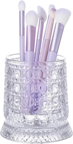 Miniatura 11 de DASITON Organizador de brochas de maquillaje, soporte de almacenamiento de brochas de cosméticos de cristal, organizador de maquillaje de vidrio