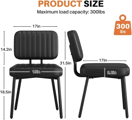 Miniatura 7 de Sillas de comedor, tapizadas de mediados de siglo, modernas sillas decorativas para cocina, comedor con asiento acolchado de piel sintética y patas