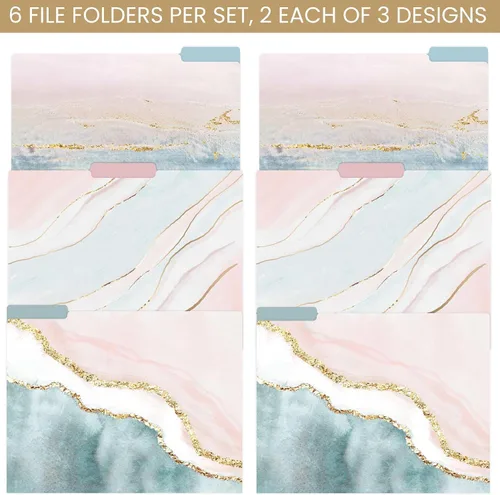 Miniatura 2 de bloom daily planners Carpetas decorativas para archivos, juego de seis organizadores de tamaño carta (8.5 x 11 pulgadas), pestañas de corte de 1/3