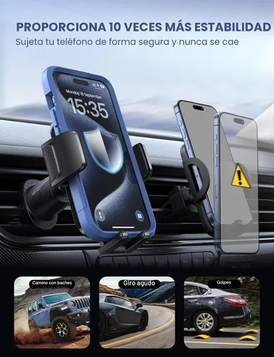 Miniatura 3 de Lamicall 2025 Abrazadera más amplia con gancho de metal Soporte para teléfono de coche con ventilación [Compatible con fundas gruesas] Soportes