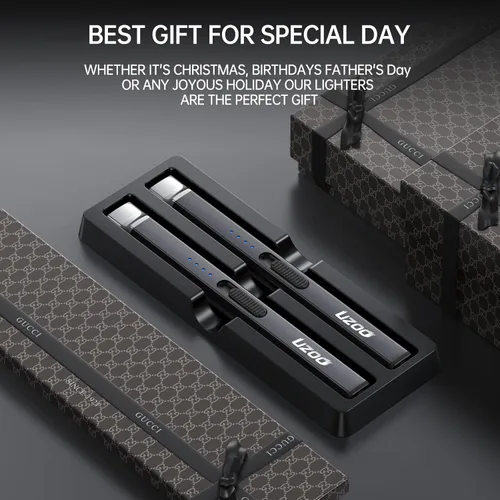 Miniatura 6 de 2 PCS Encendedores Largos, Encendedores de Velas Encendedor Eléctrico, Arco Recargable con Pantalla LED, Encendedores para Velas Aromaterapia Negro