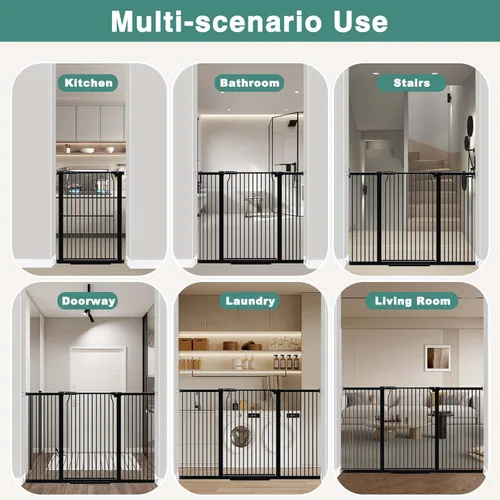 Miniatura 8 de Puerta de bebé extra alta de 40.5 pulgadas para puertas, puerta extra ancha para mascotas de 40.6 a 49.1 pulgadas, sin taladro, barrera de espacio