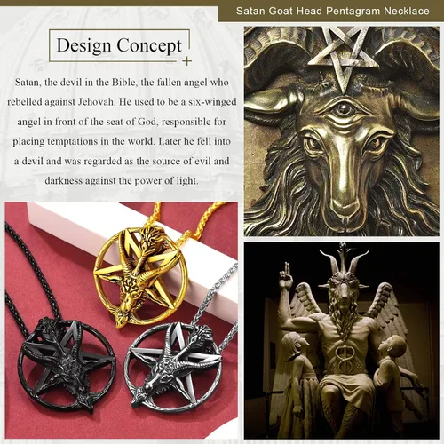 Miniatura 2 de FaithHeart Leviathan Satanic Brimstone Cross Necklace, Gold Plated Stainless Steel Satan Church Jewelry, Alchemical Symbol for Brimstone Pendant