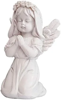 KiaoTime Estatua de ángel rezando, estatua de ángel de niña querubín, estatua de jardín de ángel, 4-1/4 pulgadas (niña)