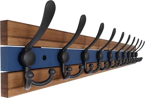 Miniatura 38 de SKOLOO Perchero de pared montado en la pared de estilo rústico: Perchero de pared de pino de madera auténtica de 40,6 cm de orificio a orificio