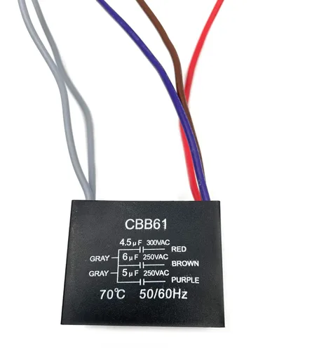 Miniatura 7 de Nuevo condensador de ventilador de techo CBB61 4.5uf + 6uf + 5uf 5 cables 250V