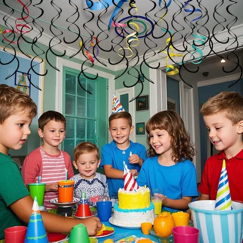 Miniatura 7 de 30 piezas de decoración de fiesta de remolinos colgantes, decoraciones de papel de aluminio, espiral, serpentina de plástico para techo, cumpleaños