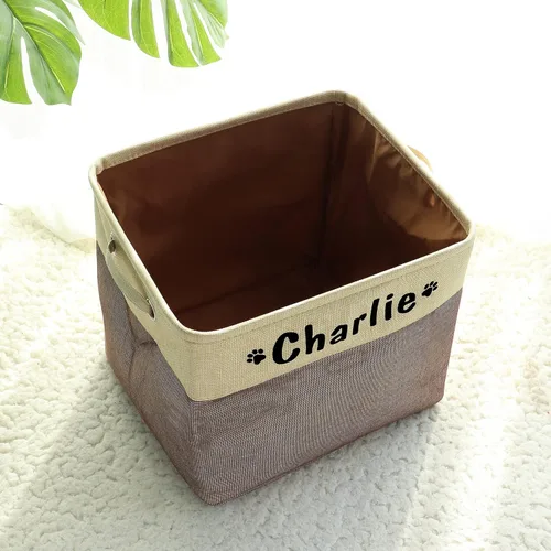 Miniatura 9 de PET ARTIST - Cesta plegable de almacenamiento de juguetes con nombre personalizado de la mascota - Organizador de caja rectangular para juguetes