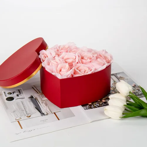 Miniatura 2 de Oairse Cajas de regalo en forma de corazón para flores, cajas de regalo anidadas con tapas, cajas en forma de corazón para arreglos de flores, juego