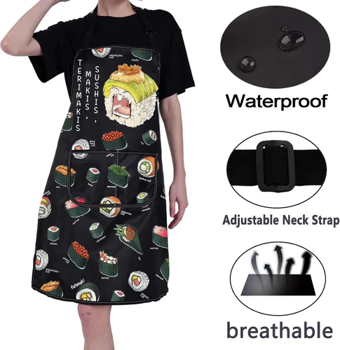 Miniatura 3 de CMNIM Delantales japoneses para sushi con bolsillos, para sushi, chef, para sushi, cocina, cocina japonesa, para regalar a los amantes del sushi