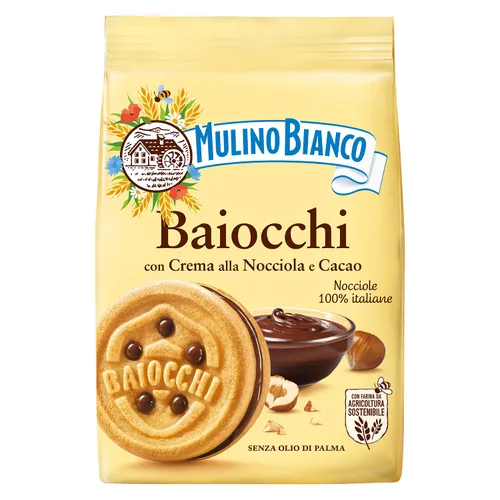 Mulino Bianco Baiocchi 9.17 oz (260 g) – Galleta #1 Italia hecha con ingredientes naturales – Auténticas galletas italianas rellenas de crema de