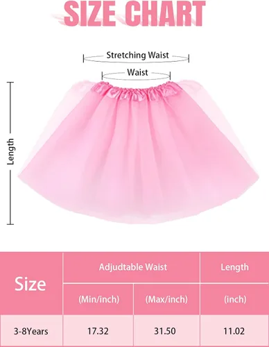 Miniatura 6 de Century Star Tutú de 4 capas para niñas pequeñas, faldas de ballet de tul para baile de princesa, esponjoso, para fiestas de cumpleaños de 2 a 8 años