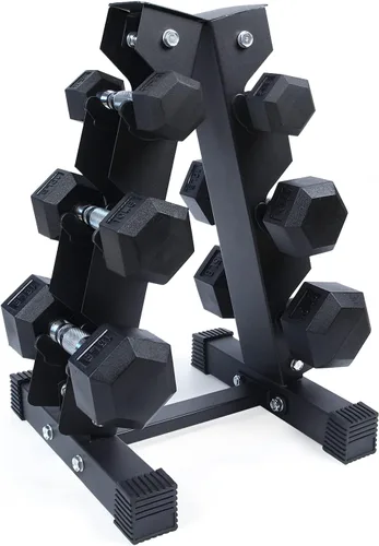 Miniatura 13 de RitFit Juego de mancuernas hexagonales con revestimiento de goma de 5 a 780 libras con estante para gimnasio en casa, entrenamiento de fuerza