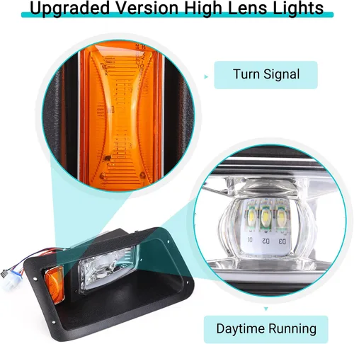 Miniatura 6 de 10L0L Kit de luces para carrito de golf para Yamaha G14 G16 G19 G22 - Kit de faros delanteros y luces traseras legales de calle con convertidor