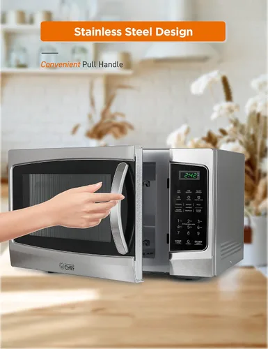 Miniatura 2 de Microondas Commercial Chef 1,3 pies cúbicos con 10 niveles de potencia, microondas con cerradura de puerta de tira, microondas de encimera de 1000W
