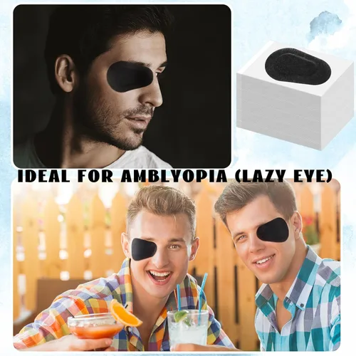 Miniatura 4 de 80 parches adhesivos para los ojos, almohadillas desechables para adultos, vendajes adhesivos sin látex (3.3 x 2.3 pulgadas, negro)