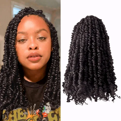 Miniatura 49 de BOHOBABE Cabello de Ganchillo Pre-retorcido Passion Twist de 14 Pulgadas Cabello Corto Ombré Gris Pre-enrollado de Ganchillo Passion Twist para Gris