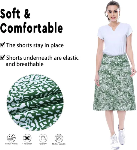 Miniatura 4 de beroy Faldas de falda de longitud media para mujer con 3 bolsillos, faldas modestas para mujer, falda pantalón de 24 pulgadas hasta la rodilla