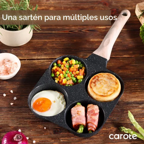 Miniatura 6 de CAROTE Sartén para Huevos Sartén para Tortilla, Sartén Antiadherente de Granito para Tortilla de 4 Tazas - Sartén para Panqueques y Cocedor de Negro