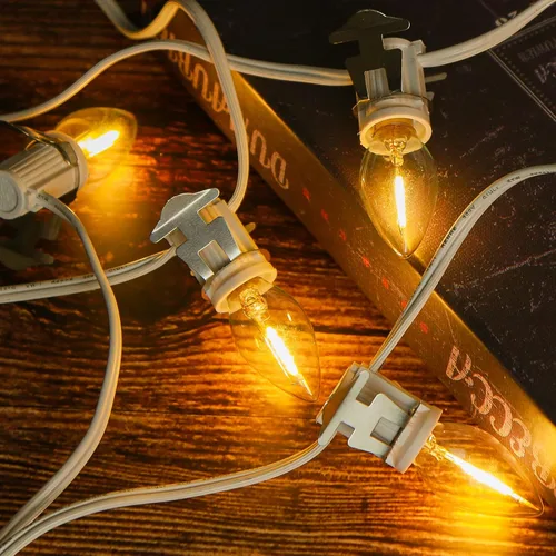 Miniatura 4 de Paquete de 1 cable de accesorio con 4 bombillas LED y toma de corriente de luz de pueblo de Navidad, cable de luz de molde de soplado de 8.9 pies
