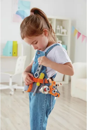 Miniatura 5 de Hape Junior Inventor Scientific - Cinturón de herramientas 19 piezas de componentes utilitarios STEAM cinturón de almacenamiento de herramientas