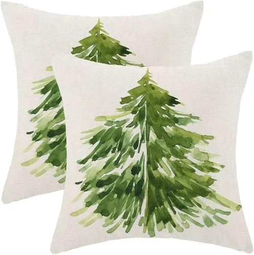 Miniatura 32 de AEIOAE Juego de 2 fundas de almohada de Navidad de 12 x 20 pulgadas, color rojo ciervo, alce y ciervo, fundas decorativas de lino de Navidad