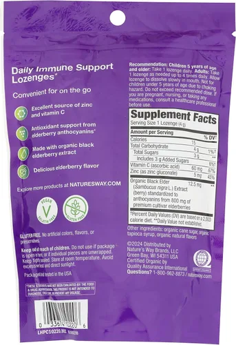 Miniatura 2 de Nature's Way Sambucus Pastillas Inmunitarias – Pastillas Inmunitarias para Uso Sobre la Marcha*– Zinc, Vitamina C y Extracto de Saúco Negro – Vegano
