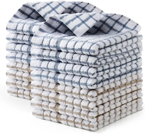Miniatura 10 de Paño de cocina para cocina, 6 paquetes de trapos de limpieza de algodón en ondas de gofre, paño de cocina ultra suave súper absorbente para lavar