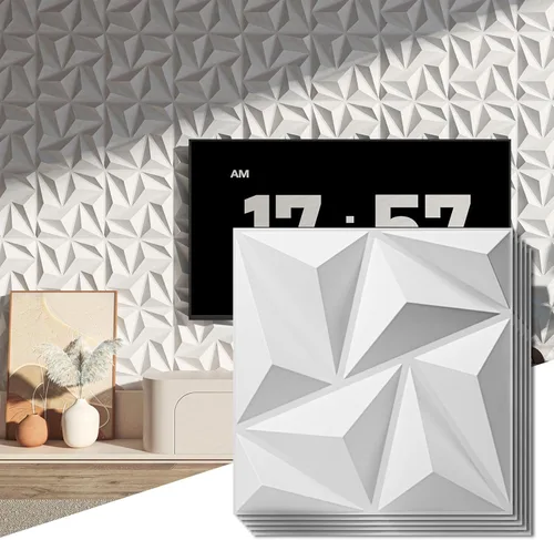 Miniatura 14 de Art3d - Paneles de pared 3D de 20 piezas, 11.8" x 11.8" (1.77 m²) Paneles de pared de PVC, decoración de pared adhesiva para sala de estar, Negro