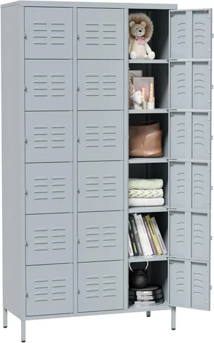 Miniatura 7 de SISESOL Taquillas de metal para empleados, armario de almacenamiento con cerradura con estante, grandes armarios para almacenamiento con patas