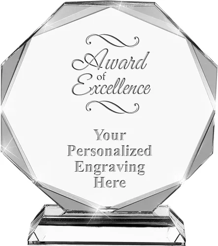 Miniatura 30 de Premio de cristal personalizado de 6.75 pulgadas con grabado - Premios de trofeos personalizados
