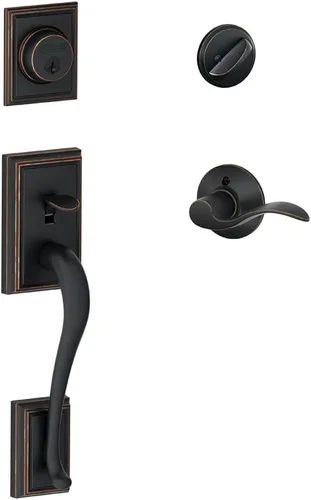 Miniatura 17 de Schlage F60 ADD 622 PLY Addison - Juego de manijas de entrada frontal con perilla Plymouth, cerrojo con llave de 1 lado, negro mate Mate negro