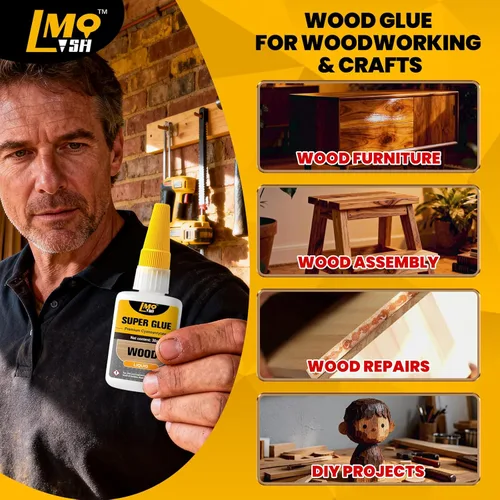 Miniatura 2 de Superpegamento líquido para madera, adhesivo de cianoacrilato instantáneo transparente para manualidades de madera, reparación de carpintería