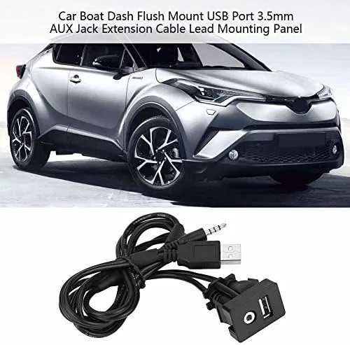 Miniatura 4 de Dilwe Soporte de extensión AUX, cable de montaje empotrado en panel USB para automóvil, barco y motocicleta