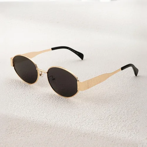 Miniatura 3 de Lentes de sol ovalados retro para mujeres y hombres, lentes de sol ovalados de metal de los años 90, tonos vintage