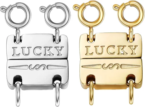 Miniatura 8 de Collar con cierre de capas para mujer, separadores de joyería de oro de 18 quilates y plata, cierre magnético de collar múltiple para mujer