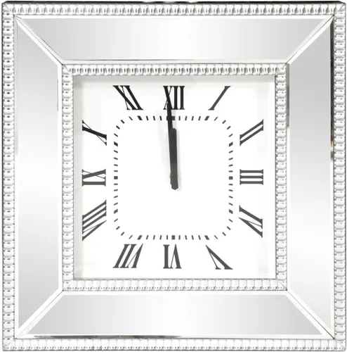 Miniatura 6 de Howard Elliott Collection Reloj de mesa con acabado de espejo con borde de vidrio con cuentas, reloj de espejo plateado decorativo para oficina