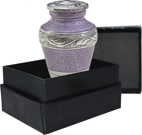 Miniatura 18 de BOLD&DIVINE Urna texturizada de esmalte perlado Urna conmemorativa texturizada de gránulo divino para cenizas humanas, funeral, entierro
