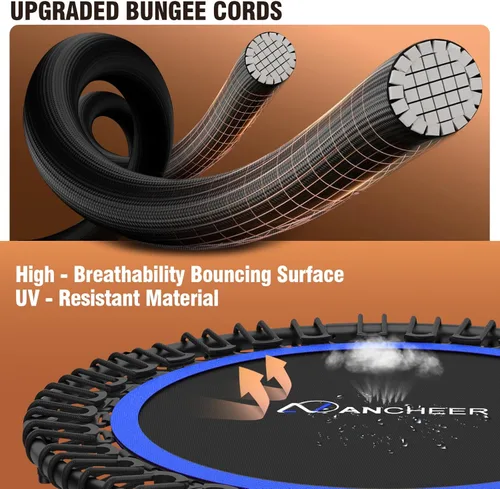 Miniatura 5 de ANCHEER - Trampolín de entrenamiento plegable de 40 pulgadas con cuerdas de resistencia y cuerdas elásticas mejoradas, manubrio ajustable de 4