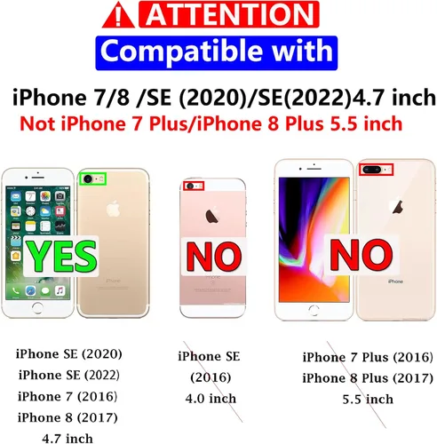 Miniatura 2 de Funda para iPhone SE 2022 (3ª)/2020 (2ª)/iPhone 7/8, con protector de pantalla, [prueba de caídas de grado militar], resistente, resistente, a Negro