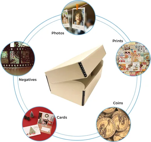 Miniatura 6 de Lineco, Caja de fotos con tapa con bisagras color tostado de 5.5 x 7.75 x 12 pulgadas, libre de ácidos. Capacidad para hasta 1100 fotos de 4 x 6 o 5