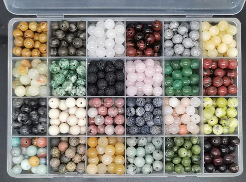 Miniatura 10 de 8mm Cuentas Redondas de Piedra Natural - Cuentas de Gemas Sueltas - Orificio de 1mm para Hacer Joyería, Embaladas en Caja (15 Materiales -2, 8mm)