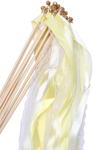 Miniatura 7 de 30 varitas de cinta de encaje para fiestas de cumpleaños de Navidad, varitas de hadas para actividades de boda (verde+encaje)