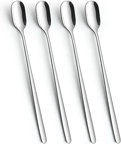 Miniatura 7 de Cucharas de té helado de mango largo, juego de 4, cucharas de café de acero inoxidable mate negro de 9.1 pulgadas, utensilios de agitación larga