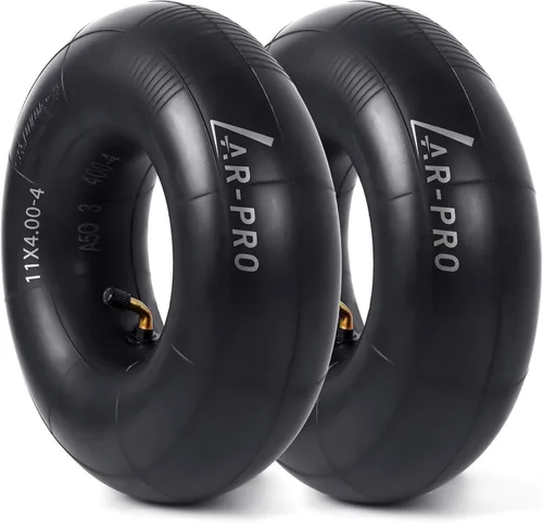 AR-PRO Tubos interiores de repuesto de 11 x 4.00-4 con vástago de válvula doblado TR87 – Tubos de goma de butilo para camión de mano, cortacésped,