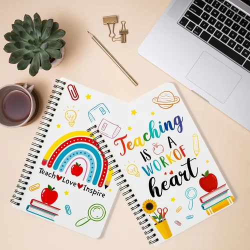 Miniatura 4 de Xqumoi - Paquete de 2 cuadernos espiral A5 para maestros, cuadernos de trabajo con líneas para enseñanza, diarios de escritura, suministros